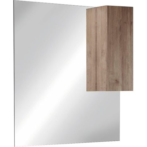 Espejo de diseño con almacenamiento, 80x110 cm, colección FRASSI, color roble claro