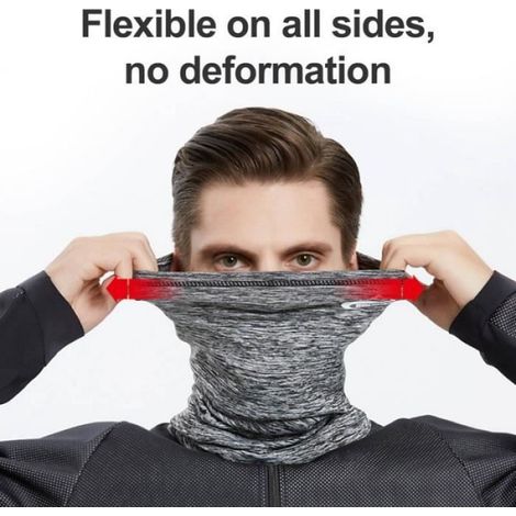 Bandana - Cache-nez - Polyester - Anti-vent - Chaud - Ski - Randonnée - Cyclisme - Gris Clair - 1 Pièce (1/4)