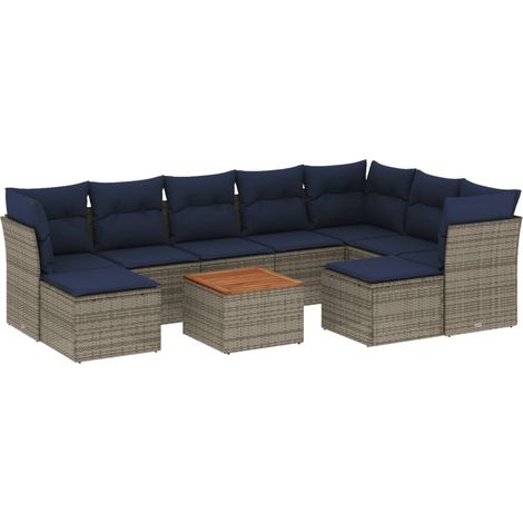 Maison Exclusive - 10-teiliges Gartensofa-Set mit Kissen, grau, P