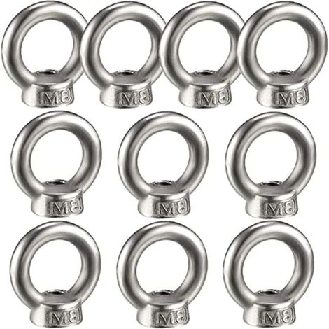 Bardusch-10PCS Écrou à oeil de levage, écrou à anneau femelle pour le levage de l'acier inoxydable 304Pack of 10, M8 (1/5)