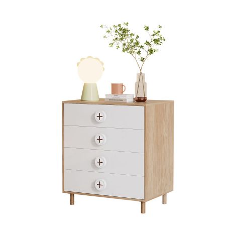 Table de chevet  4 tiroirs rangement chambre enfant blanc moderne