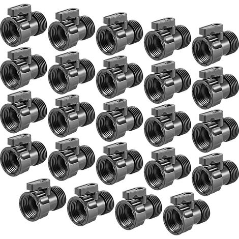 24er-Packung 3/4"-Absperrventile aus Kunststoff für Gartenschläuche, Standard-Wasserabsperrventile, Kugelhahnkupplungen, Teleskop-Schlauchsteuerung (1/5)