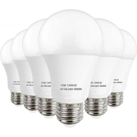 Ampoule LED Globe A60 Culot E27 (Grosse Vis), 100W Équivalent Ampoule sphérique, 6000K Blanc froidK, Lot de 6 (1/4)