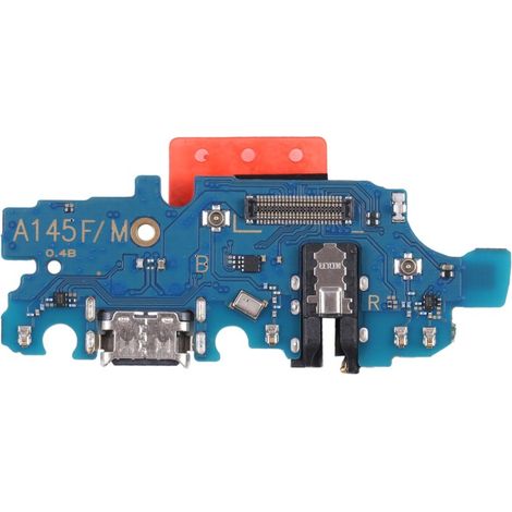 Charging port card compatible with the Samsung Galaxy A14 SM-A145F, featuring an integrated circuit. (1/4)