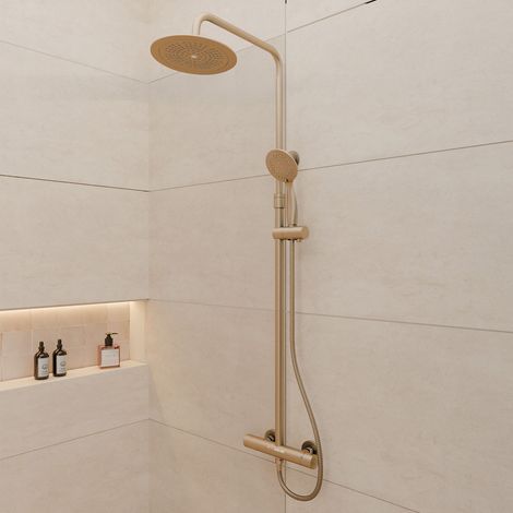 colonne de douche mécanique finition or doré brossé - 133x26x52 cm - molly gold