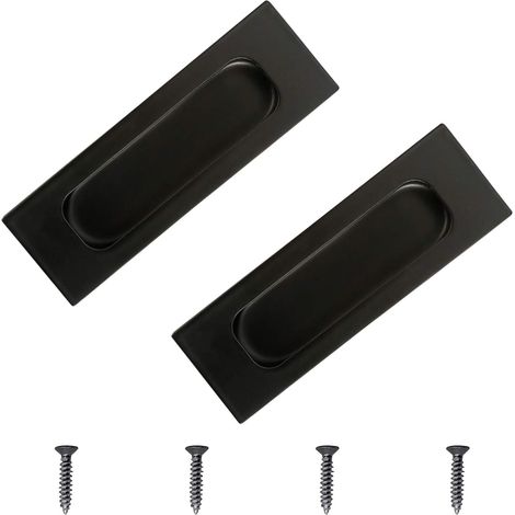 Lntyq 2er-Pack schwarze rechteckige Schrankgriffe aus Edelstahl mit versenktem Seitenloch für Schublade, Schrank, Kleiderschrank (1/5)