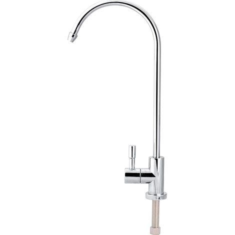 1/4 '' Robinet de Cuisine Pivotant à 360° Robinet d'Evier Col de Cygne Eau Potable Filtre Cuisine Mitigeur Evier Robinet En Acier Inoxydable Chrome (1/5)