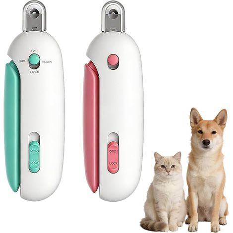 Lot de 2 coupe-griffes LED pour chats et chiens, coupe-griffes réglable avec bac de récupération, ciseaux à griffes sécuritaires pour chats d'intérieur, soin professionnel des griffes (1/5)