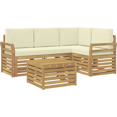Outdoor Sofa Set 5 pcs White and Cream 59 x 59 x 37 cm vidaXL (1/5)