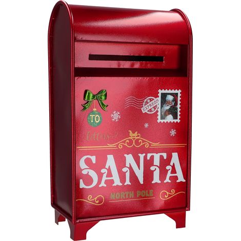Cassetta per le lettere rossa come decorazione natalizia da 34,5x21,5x61,5 (1/4)