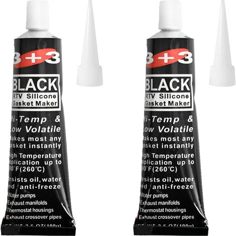 Silicone Noir, Pate a Joint Moteur, Kit Joint Silicone, Colle étanche, Hochtemperaturbeständig à + 260 °C, 100g (2) (1/5)