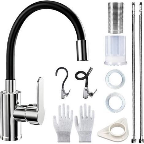Mitigeur Cuisine avec Bec Flexible, Mitigeur Cuisine Chaud et Froid en Acier Inoxydable, 2 Modes de Pulvérisation, Rotatif à 360°Mitigeur Evier Cuisine Librement Mitigeur (1/5)