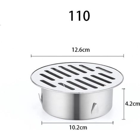 Desagüe de sifón redondo, independiente, de acero inoxidable, apto para balcones, terrazas, azoteas, patios y jardines (diámetro 200 mm) (1/5)