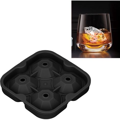 Moule à glaçons en silicone à 4 compartiments, moule à glaçons en forme de losange, noir antiadhésif (1/5)