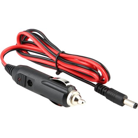 Câble adaptateur prise allume-cigare 12/24V universel voiture 1.2m ABS fusible témoin cuivré noir DC 5.52.5mm 1pc (1/5)