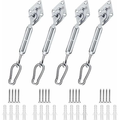 Kit de Fixation Voile d'ombrage, Kit de Fixation pour Voile de Jardin pour Voile D'ombrage en Acier Inoxydable 304 pour Triangle Carré Rectangle et Triangulaires (44 pièces) (1/5)