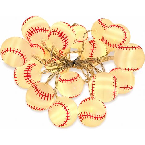 Guirlande Lumineuse LED Balles de Baseball, 20 Lumières, Étanche, à Piles avec Télécommande, Chambre d'Enfant et Fête (1/5)