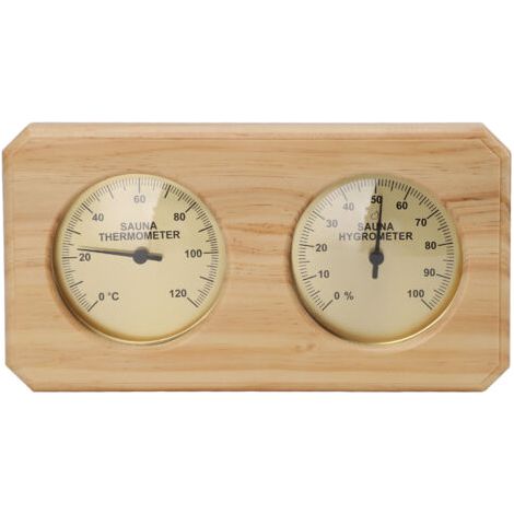 QORVA- Thermomètre et hygromètre de Sauna en bois 2 en 1, mesure de la température et de l'humidité, jauge intérieure pour chambre d'hôtel
