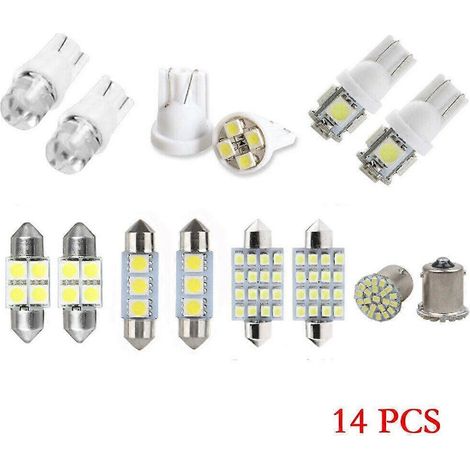 Kit d'éclairage intérieur de voiture 14 pièces avec LED, plafonnier, plaque d'immatriculation et accessoires. (1/2)