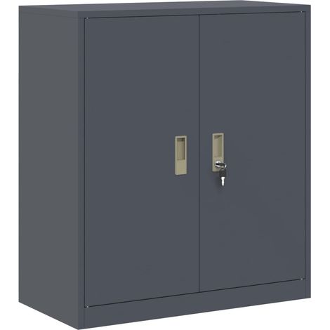 Armoire de rangement moderne avec portes verrouillables 80 x 40 x 90 cm en acier laminé à froid anthracite (1/5)
