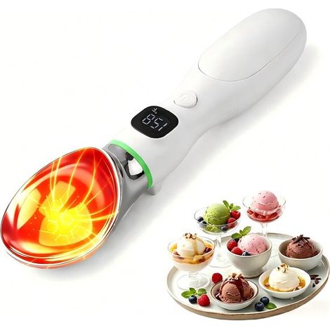 Wiederaufladbarer, beheizbarer Eisportionierer, elektrischer Heizlöffel mit LED-Anzeige/IP67 wasserdicht, einstellbare Temperatur bis zu 70 °C, geeignet für Eiscreme (1/5)