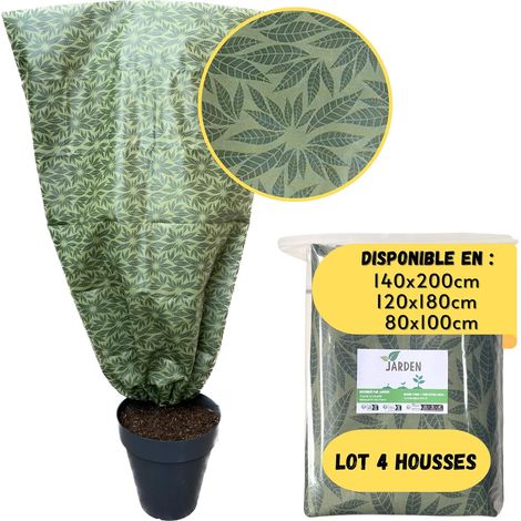 Lot 4 Housses Hivernage 120x180cm, Voile Polypropylène, Design Feuillage, Protection Arbres