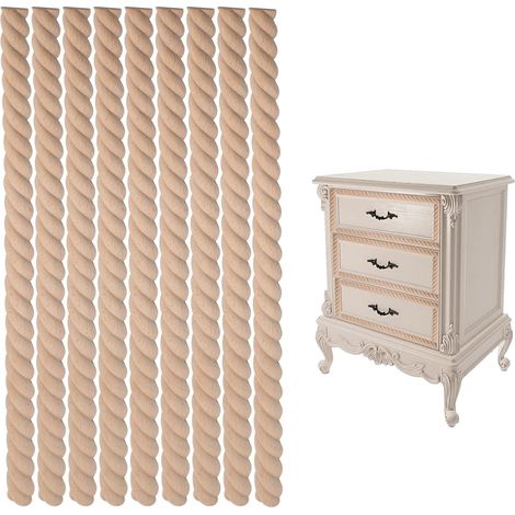 20pcs 3D Unfinished Decorative Wood Trim Decorative Moulding Wood Home Wall Cabinet Shelf Window Door Length 40cm Width 18mm (Twist Pattern) (1/5)