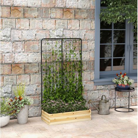 Jardinera con enrejado de madera 80x38x145 cm OKMYHOME (1/5)