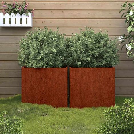 Jardinière-Pot de fleurs 2 pcs 42x40x39 cm acier corten (1/5)