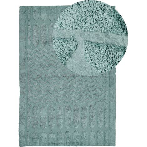 Tappeto in morbido cotone verde menta 140 x 200 cm con motivo geometrico Sirnak