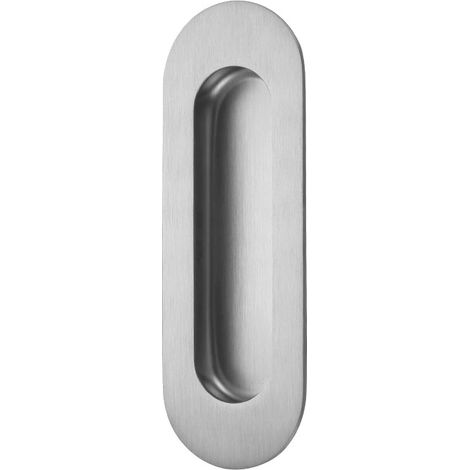 Poignées ovales encastrées en acier 120 x 40 mm - Pour meubles coulissants (1/2)