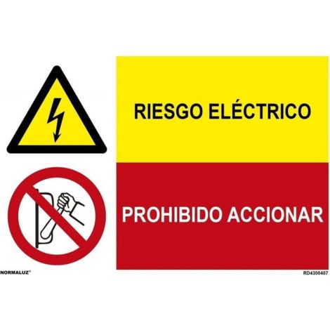 Señal combinada riesgo eléctrico, prohibido accionar SEKURECO                 Adhesivo vinilo (1/2)