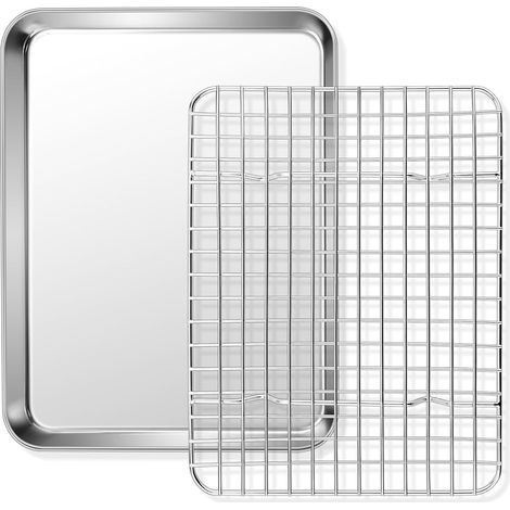1 Ensemble Plaque De Cuisson, Acier Inoxydable, Grille De Refroidissement, Résistant 230°C, Pour Pâtisserie Et Four (1/5)