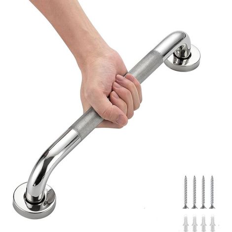 piece - Shower handle - 30 cm textured and non-slip stainless steel - Silver-AquaForge (1/5)