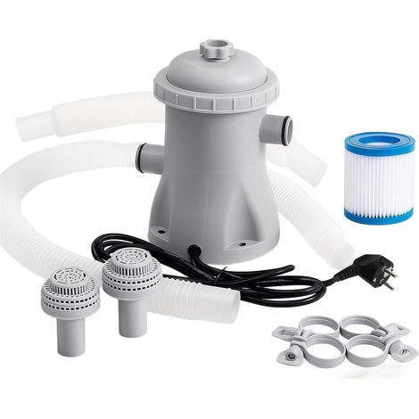 Pompa per piscina, pompa di filtrazione per piscina, sistema di filtrazione per piscine fuori terra da 300 Gph con filtro a cartuccia elettrico, per piscine di piccole e medie dimensioni (1/5)