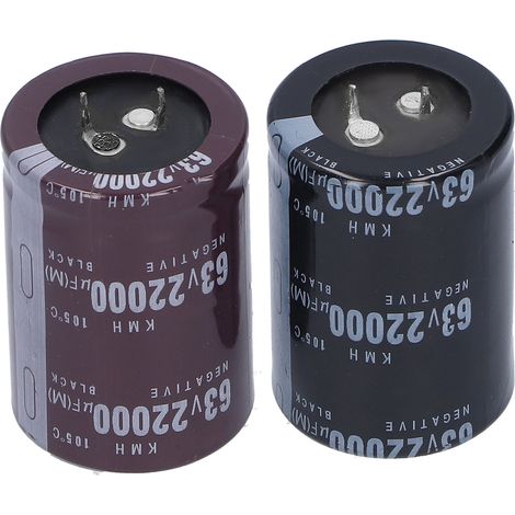 Condensateur électrolytique aluminium 22000µF 63V, 105°C, diamètre 35mm x hauteur 50mm, composant électronique haute capacité. (1/5)