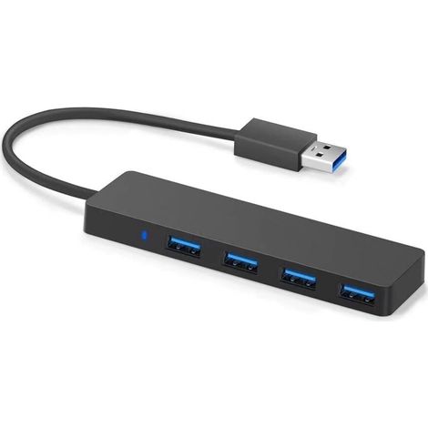 Hub Usb 3.0 Ultra Slim Extra Light 4 Ports, Data Hub Pour Macbook, Macbook Air / Pro / Mini, Imac, Macpro, Ordinateurs Portables Et Ultrabooks Windows, Ainsi Que Pc Et Plus (Noir) MINKUROW (1/5)