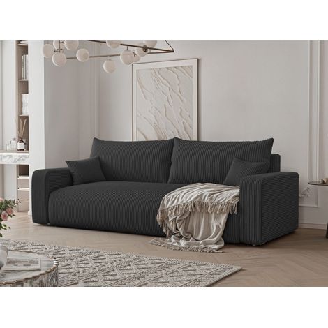Sofa 3-Sitzer mit Schlaffunktion LUNA in Stoff Poso Schwarz