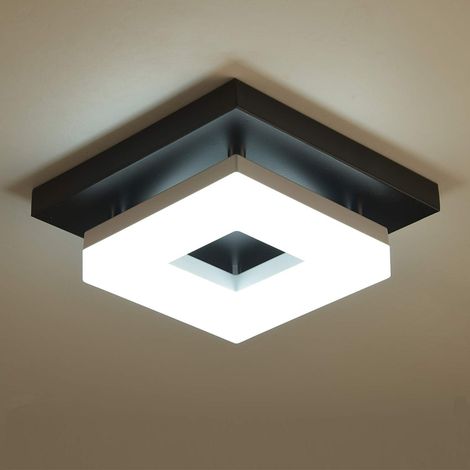 20cm Plafonnier LED Encastré 8 Watt Moderne Température de Couleur Réglable Plafonniers pour Couloirs Balcon Vestiaire Petit Placard Toilettes Cage d'escalier Carré Noir (1/5)