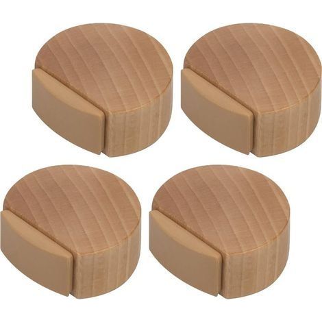 Butée de Porte Adhesive - Arrêt de Porte en Bois pour Sol et Parquet - Stop Porte Adhésif - Butoir de Porte Discret et élégant - Lot de 4 (Hêtre) (1/5)