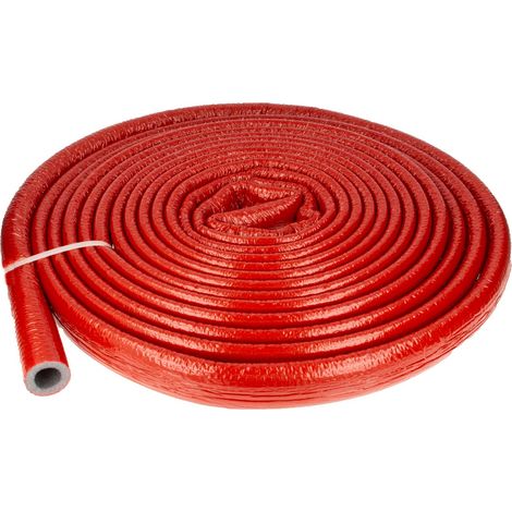 tecuro Isolierschlauch PE-XT für Rohr Ø 22 mm, mit reißfester PE-Schutzfolie in rot, 6 mm Dämmstärke, Rolle mit 10 m, Rohrisolierung, Dämmung, Schutzschlauch, Trittschutz, Unterputz-Estrich etc (1/4)