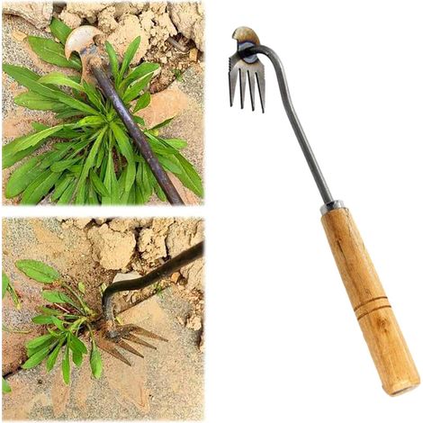 Arrache Mauvaise Herbes Jardinage, Outil Arrache Mauvaises Herbes, Extracteur Mauvaises Herbes, Rateau Desherbage, poignées (1/5)