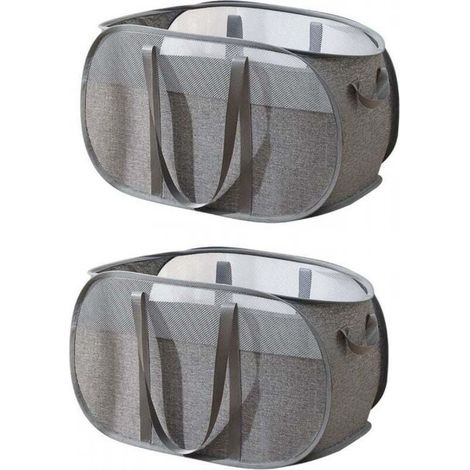 Lot de 2 Panier a Linge Pliable, Panier Linge Pliable, Paniers à Linge pliables, sac a linge en maille pour vêtements sales, dortoirs, familles (1/5)