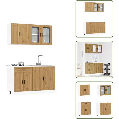 Meubles de cuisine en bois - vidaXL Ensemble d'armoires de cuisine 4 pcs Kalmar bois d'ingénierie - Meubles de cuisine avec portes vitrées (1/5)
