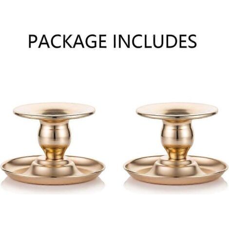 Lot de 2 chandeliers en laiton doré pour bougies et bougies piliers, adaptés aux vitrines et aux cheminées. (1/5)