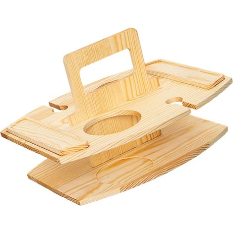 Porte-boisson en bois à plusieurs niveaux avec poignée de transport pour bouteilles de vin, verres, collations, divertissement en plein air, plateau de service élégant pour fête (1/5)