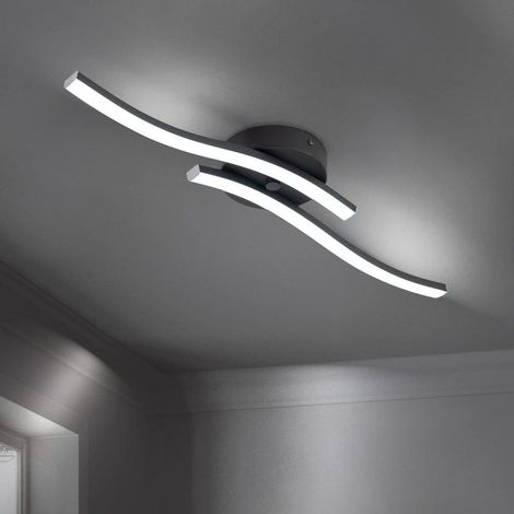 Plafonnier LED moderne dimmable noir 2 branches 6000K – luminaire plafond design pour chambre, entrée et cuisine (1/5)
