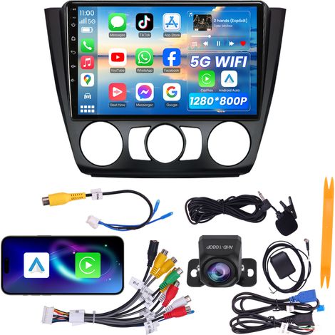 Autoradio 9" BMW Série 1 E81 E82 E87 E88 2004-2011 Quad-Core 4+64G CarPlay Android Auto WiFi 6 GPS Bluetooth Caméra AHD (1/5)
