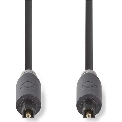 Câble Audio Optique Toslink Male Toslink Male 2.00 M Rond Pvc Anthracite Boite Avec Fenêtre - Nedis (1/3)