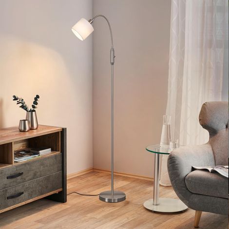 GBLY Lámpara de pie moderna  E14 Lámpara de arco de tela vintage Interruptor basculante giratorio de 360 ​​​​° boho blanca Lámpara de pie de diseño de metal para dormitorio oficina sin bombilla